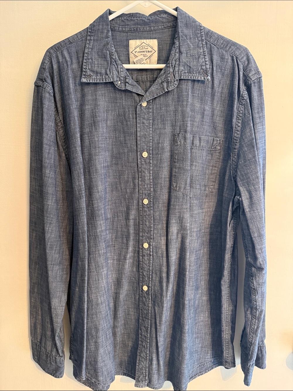 St. John's Bay Men’s Chambray Blue Button-Front Shirt